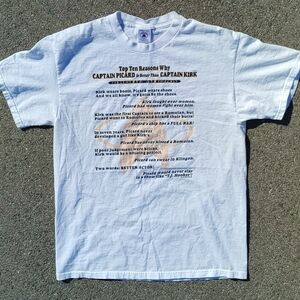 Vtg Y2K Star Trek Captain Picard vs Kirk Made in USA Delta Pro T-Shirt (L)